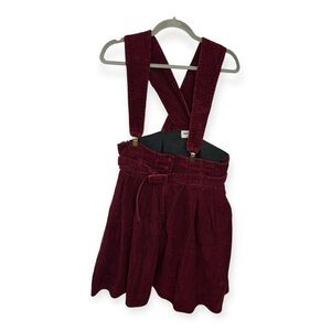 ASOS Corduroy Suspender Skirt Dress in Wine Burgundy - Size 12